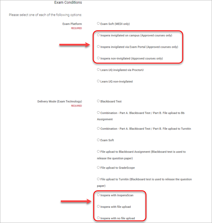 Inspera Exam Requests eLearning University of Queensland